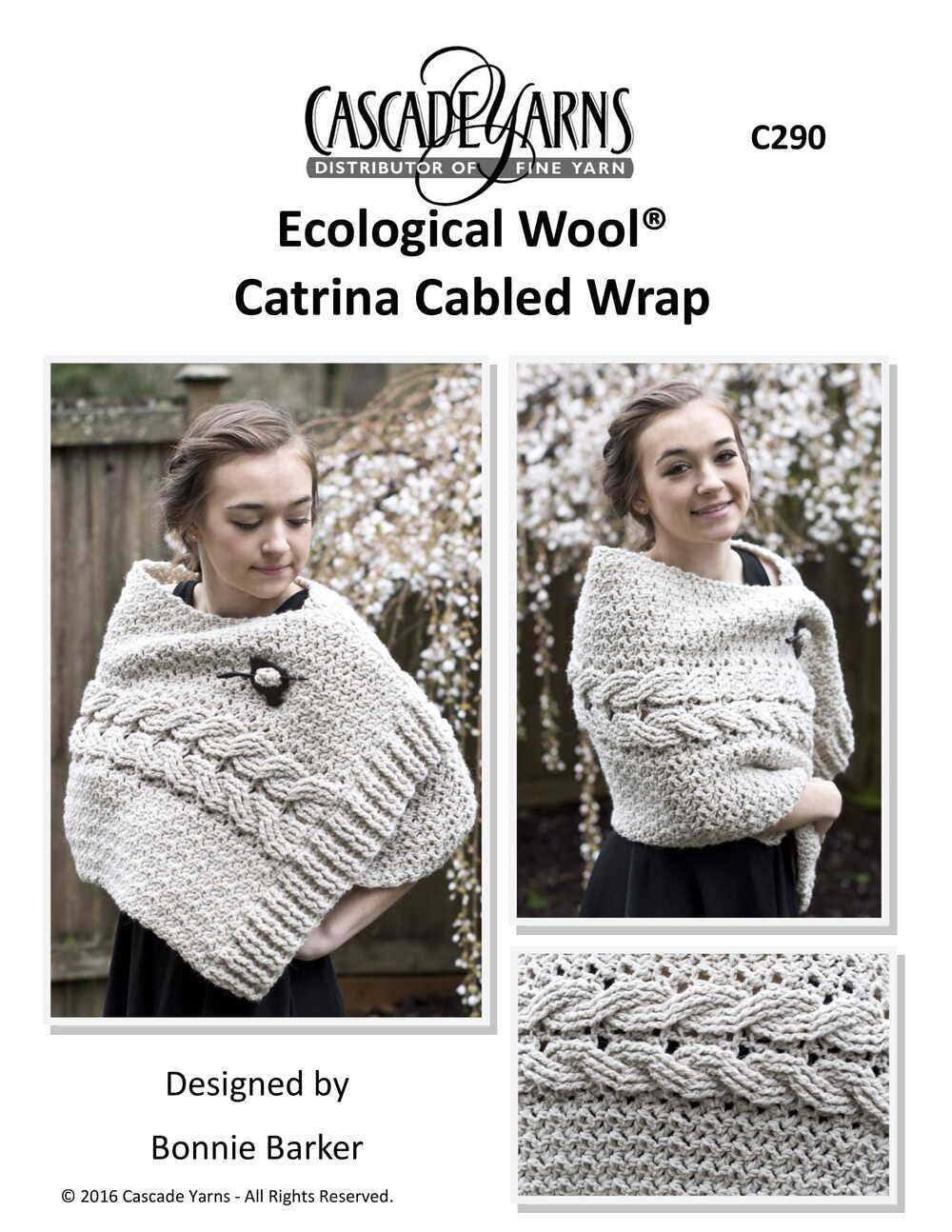 Cascade Yarns C Catrina Cabled Wrap Shawl Crochet Pattern