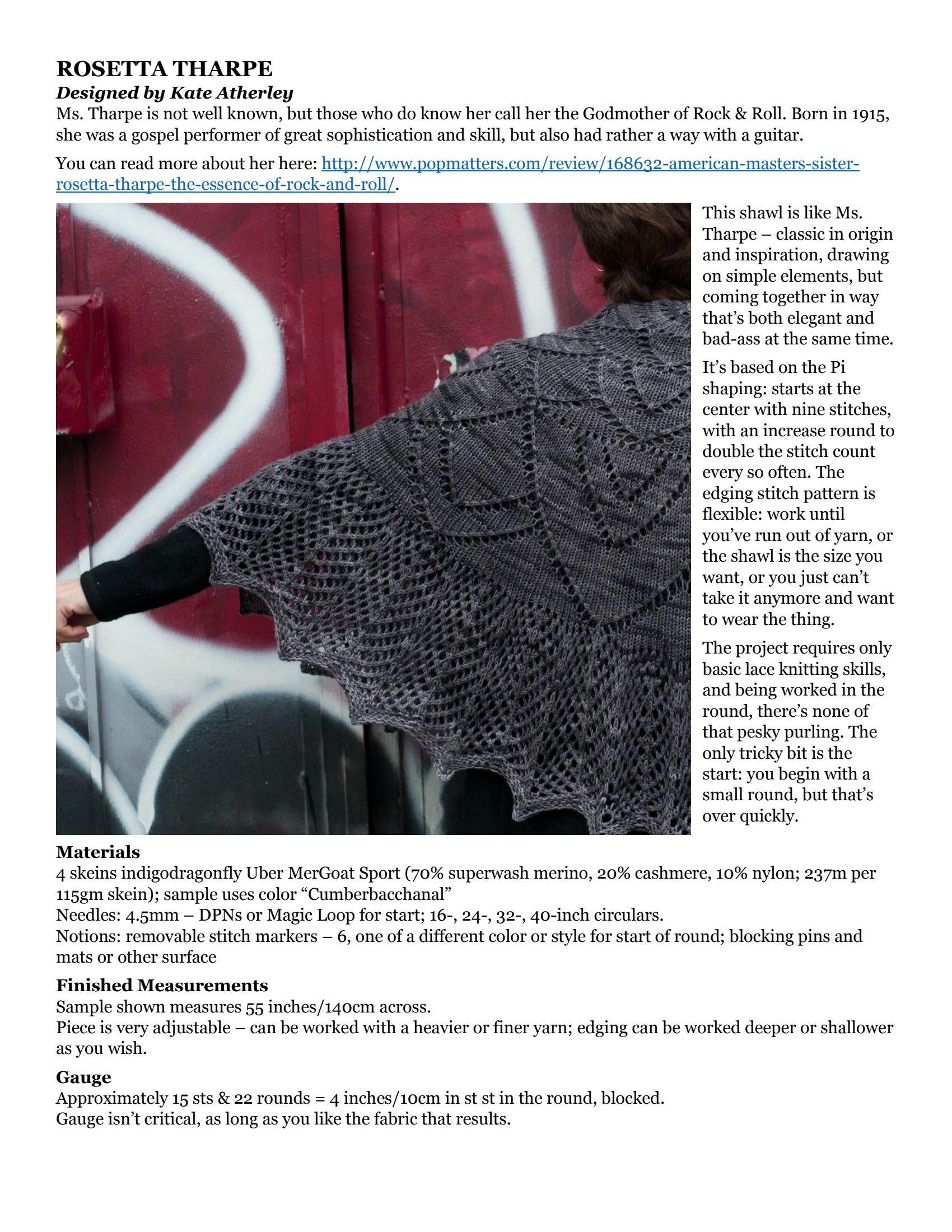 Kate Atherley Rosetta Tharpe Wrap Knitting Pattern