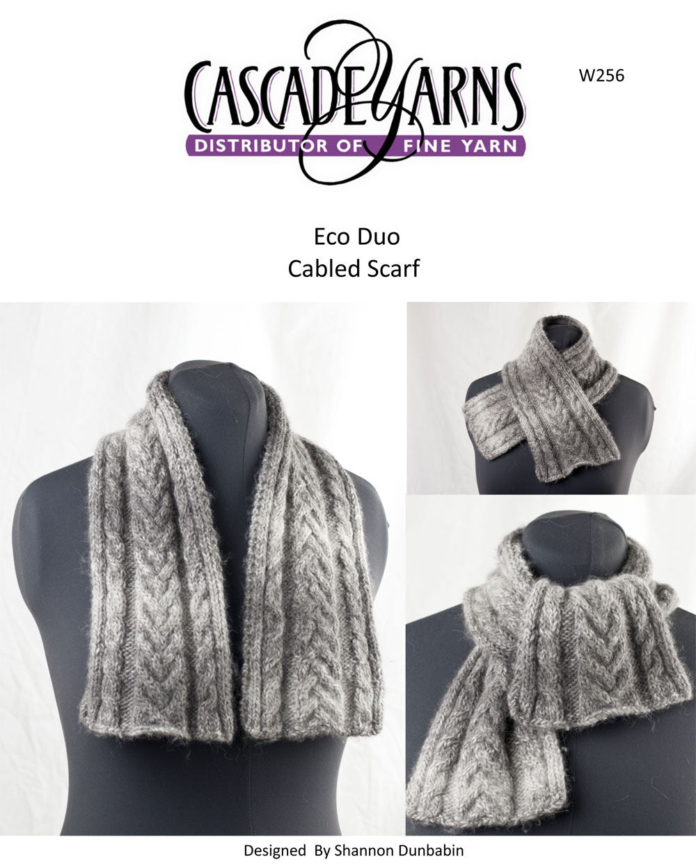 Cabled Scarf in Cascade Eco Duo - W256 - Free PDF