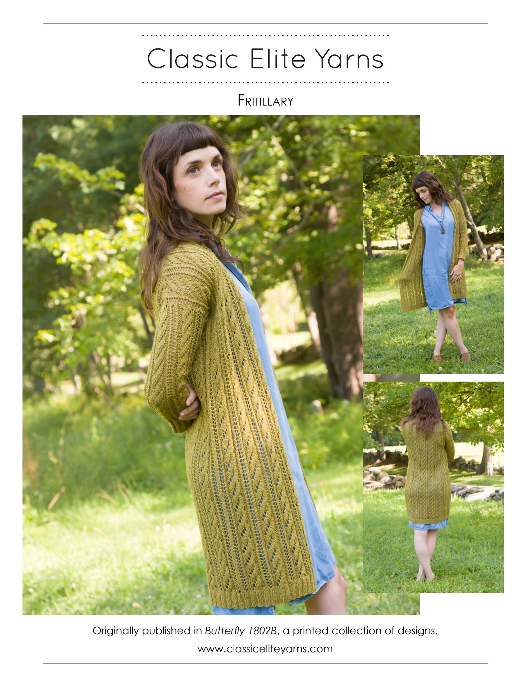 Classic Elite Yarns Fritillary Cardigan Knitting Pattern