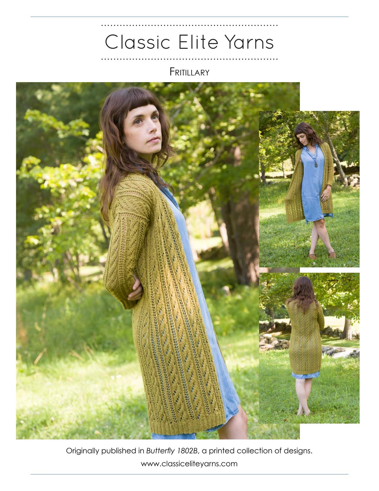 Classic Elite Yarns Fritillary Cardigan Knitting Pattern