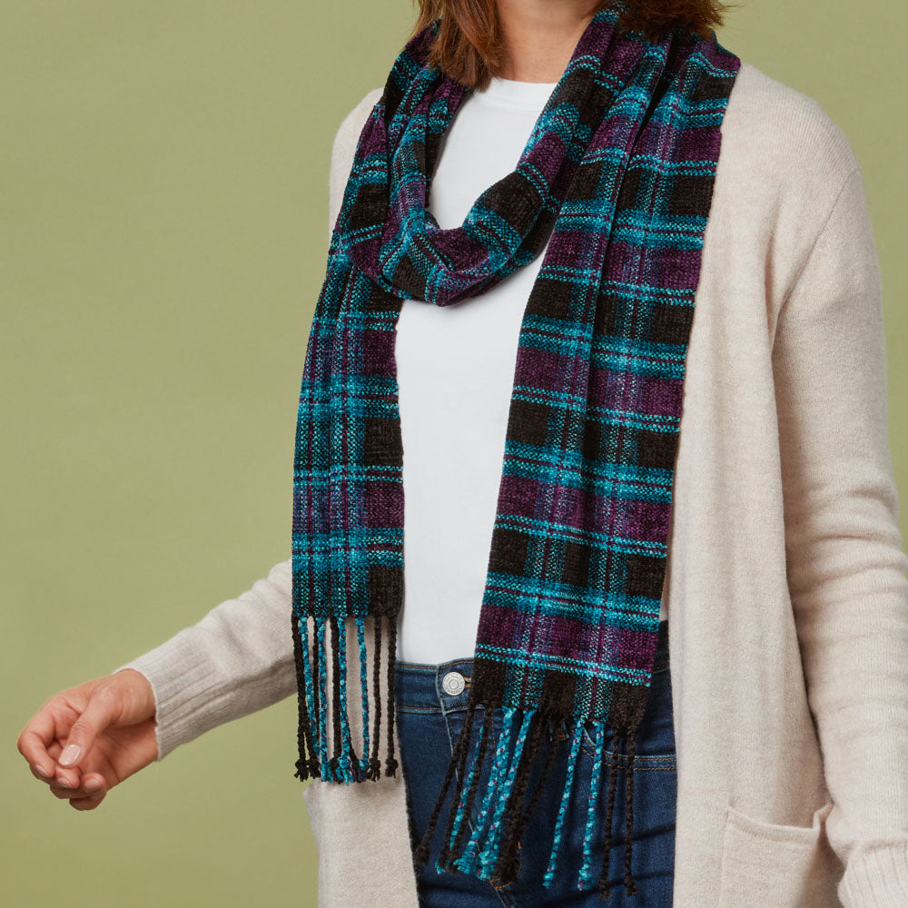 Valley Yarns #296 Plaid Chenille Scarf