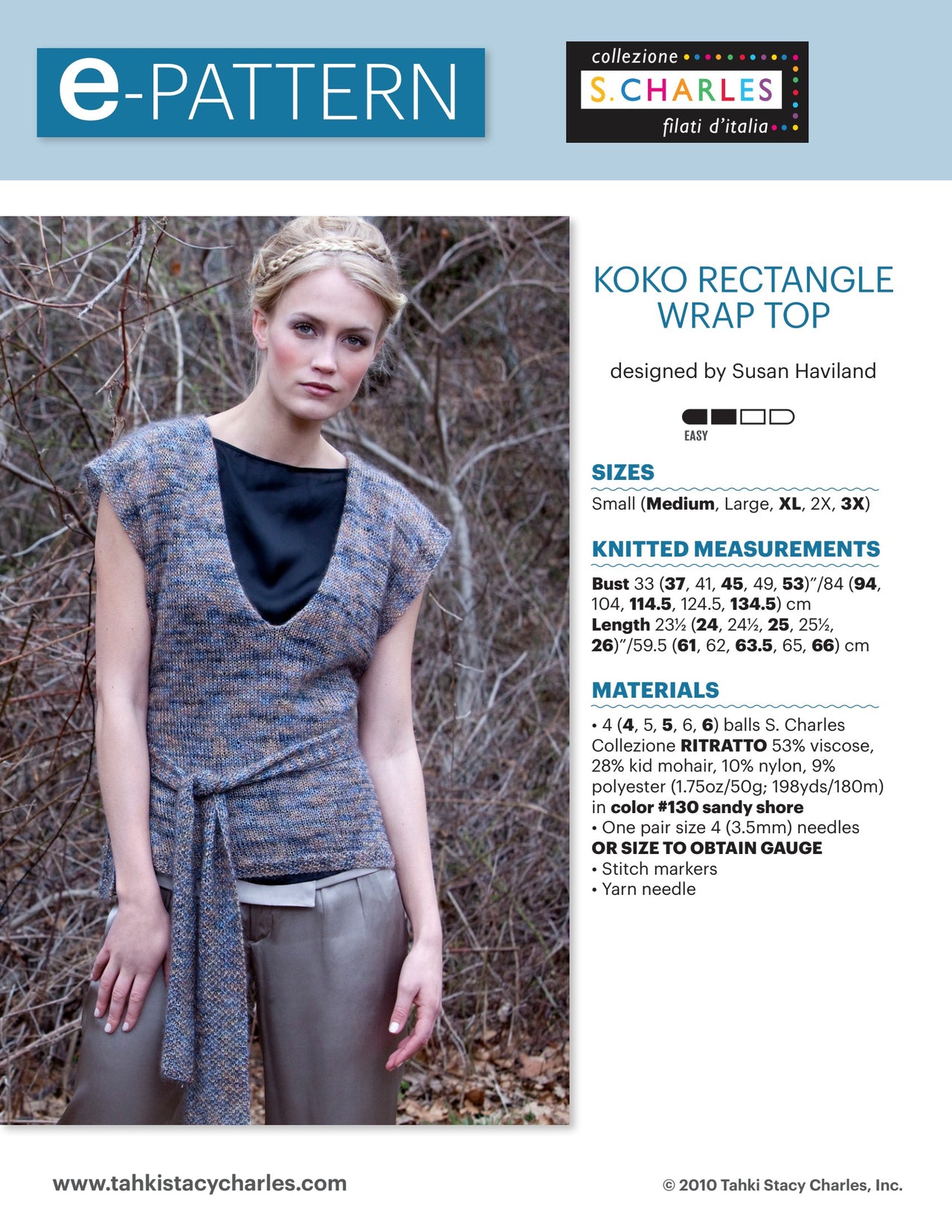 Stacy Charles Fine Yarns Koko Rectangle Wrap Top Knitting
