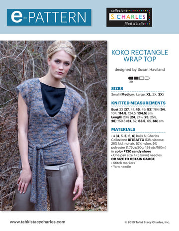 Stacy Charles Fine Yarns Koko Rectangle Wrap Top Knitting