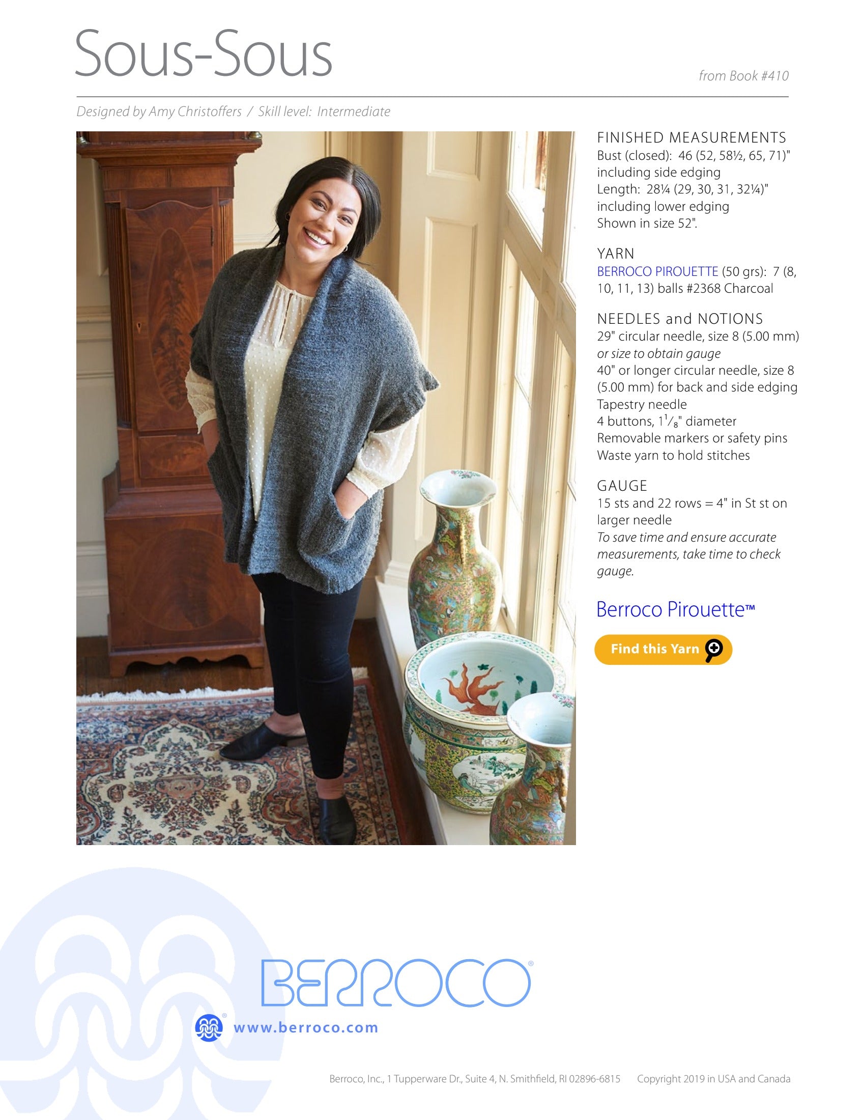 Berroco Sous Sous Cape Knitting Pattern