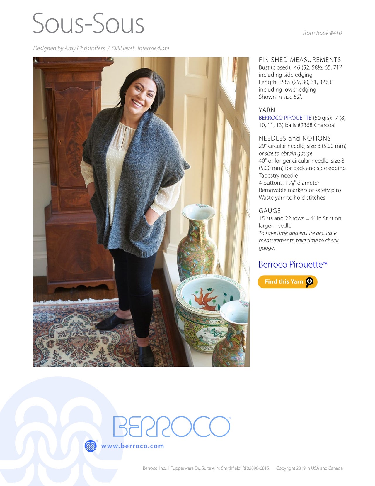 Berroco Sous Sous Cape Knitting Pattern