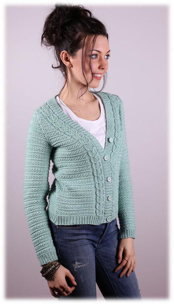 Womens Cardigan in Plymouth Yarn Cashmere De Cotone - 3011 - PDF