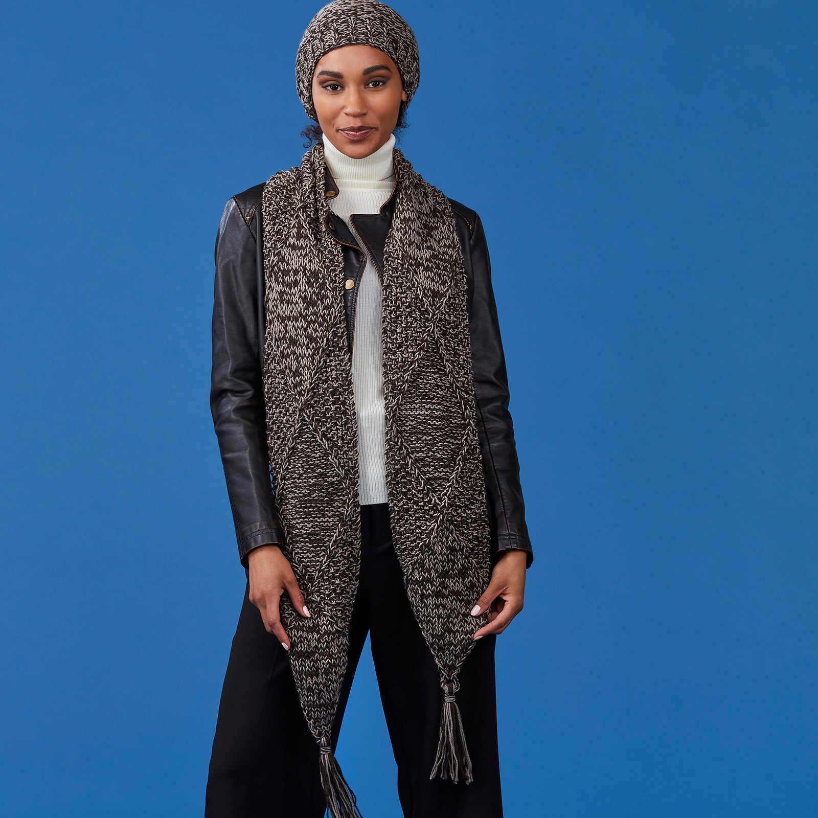 Tahki Yarns Hazelton Scarf & Hat Knitting Pattern