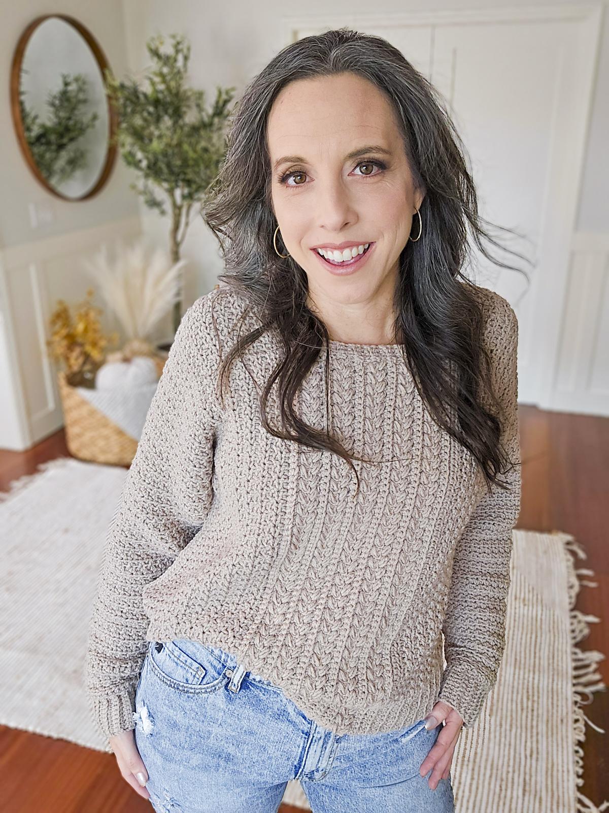 Toasty Wheat Crochet Sweater
