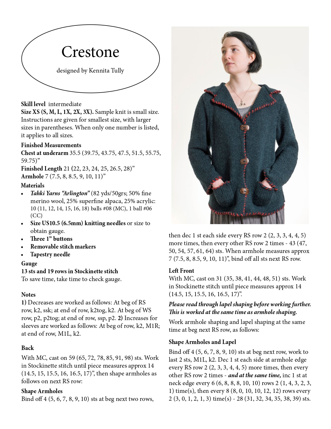 Wildflowerknits Crestone Coat Knitting Pattern