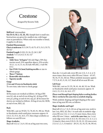 Wildflowerknits Crestone Coat Knitting Pattern