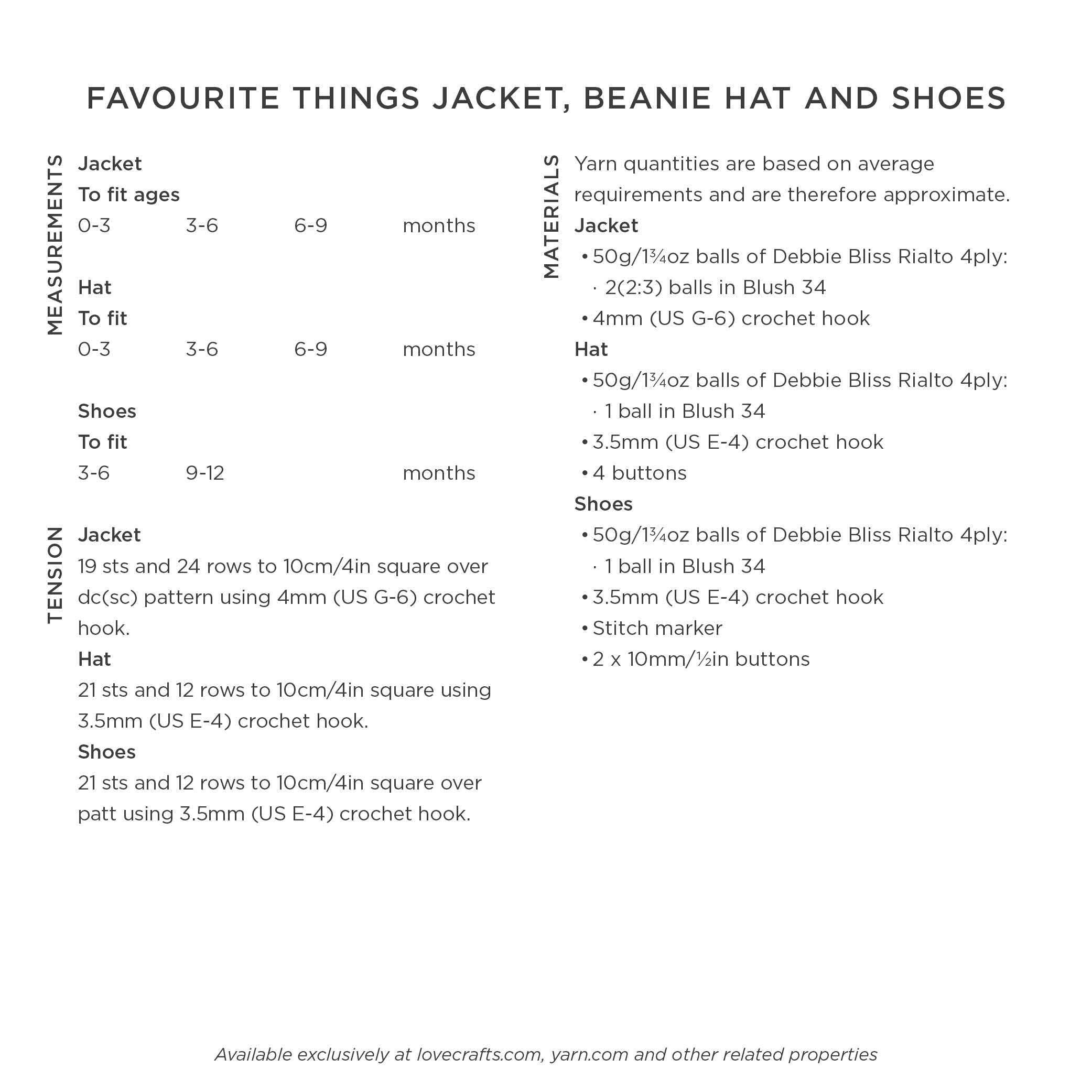 Debbie Bliss Favourite Things Jacket, Beanie Hat and Shoes Set