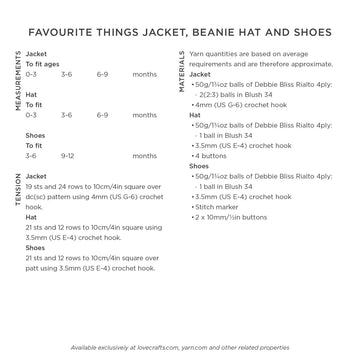 Debbie Bliss Favourite Things Jacket, Beanie Hat and Shoes Set