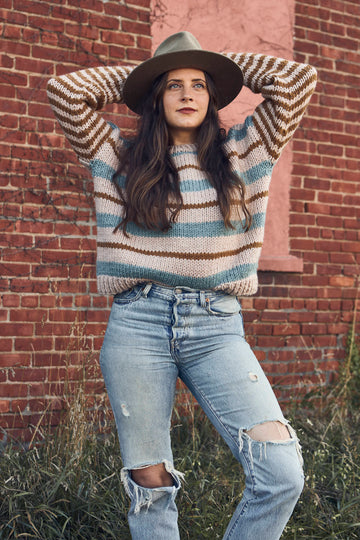 Easton Striped Pullover in Lion Brand Hue & Me - M20282-TWH PDF