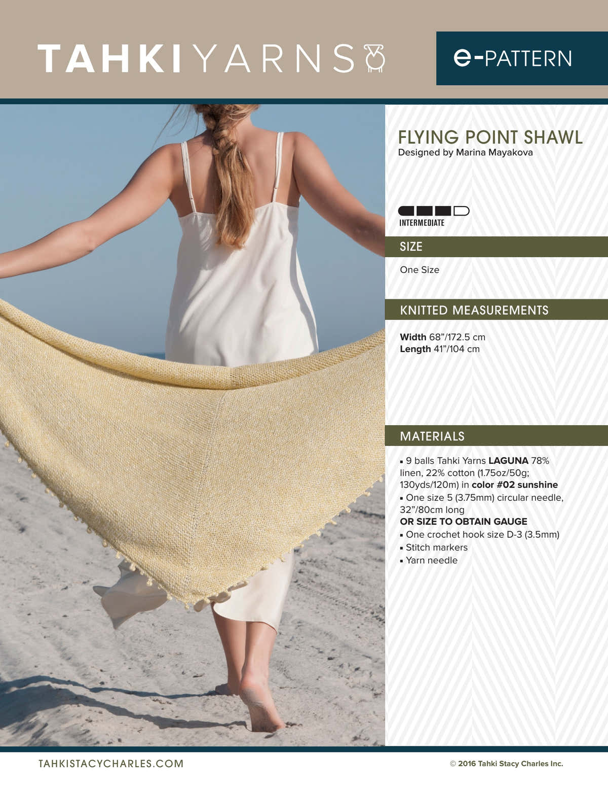 Tahki Yarns Flying Point Shawl Knitting Pattern