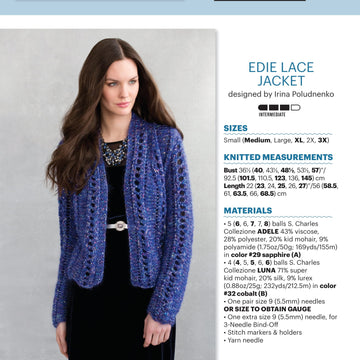 Stacy Charles Fine Yarns Edie Lace Jacket Knitting Pattern