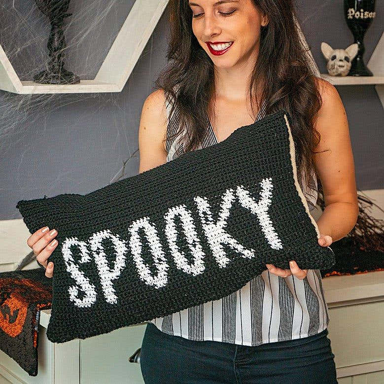 Spooky Crochet Pillow Cover