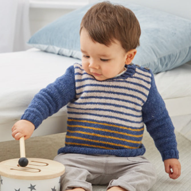 Sirdar Striped Pullover and Blanket Knitting Pattern