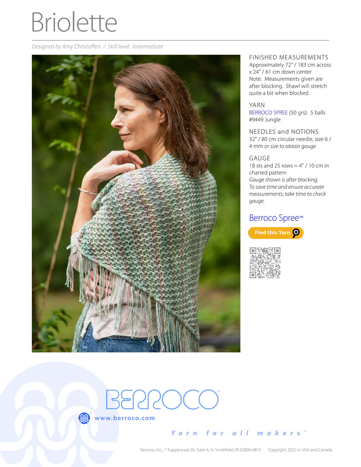 Berroco Briolette Wrap Knitting Pattern