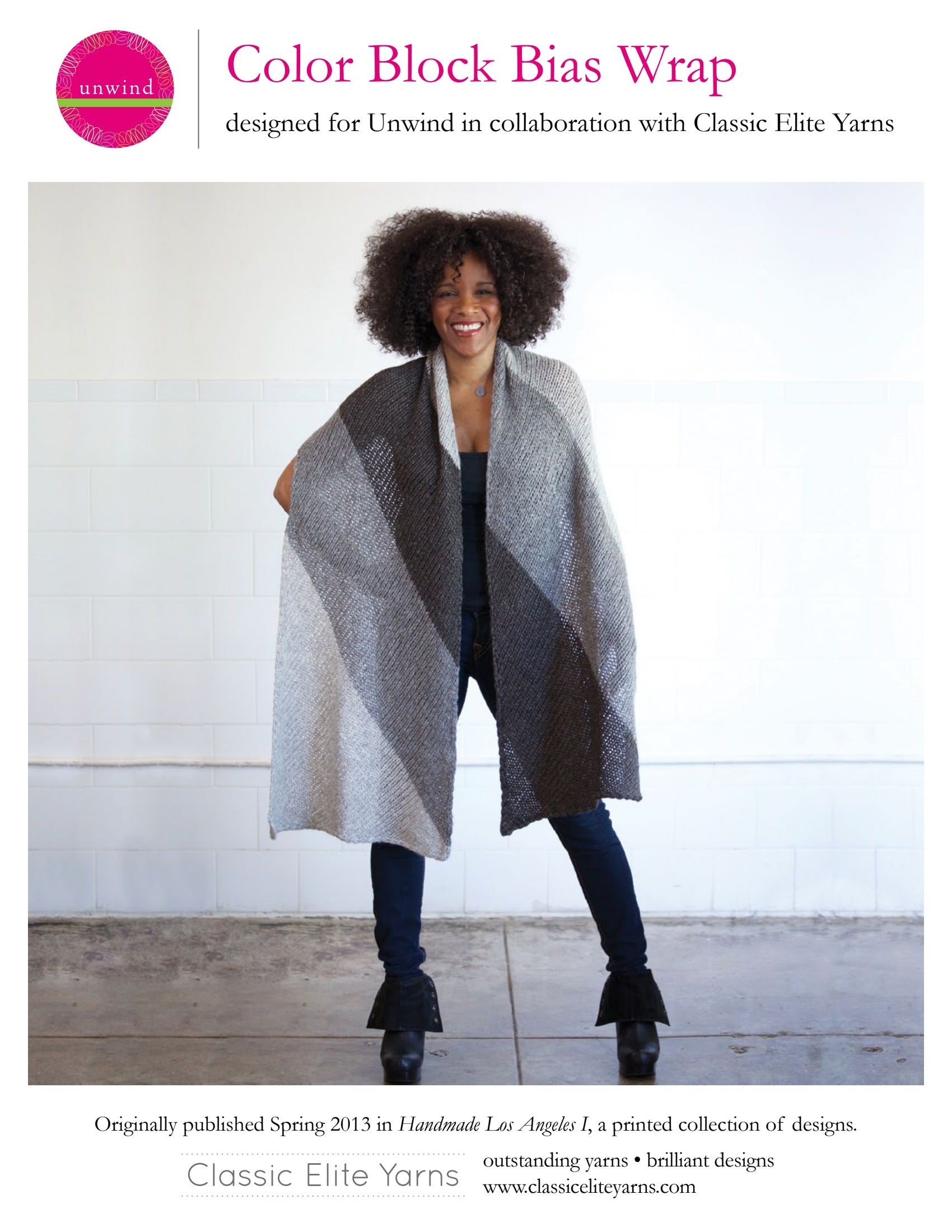 Classic Elite Yarns Color Block Bias Wrap Knitting Pattern