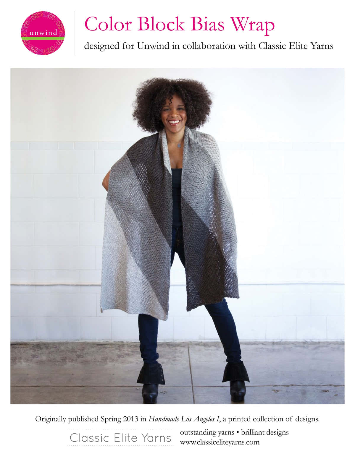 Classic Elite Yarns Color Block Bias Wrap Knitting Pattern
