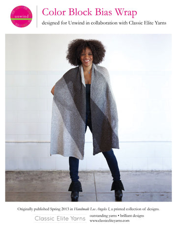 Classic Elite Yarns Color Block Bias Wrap Knitting Pattern