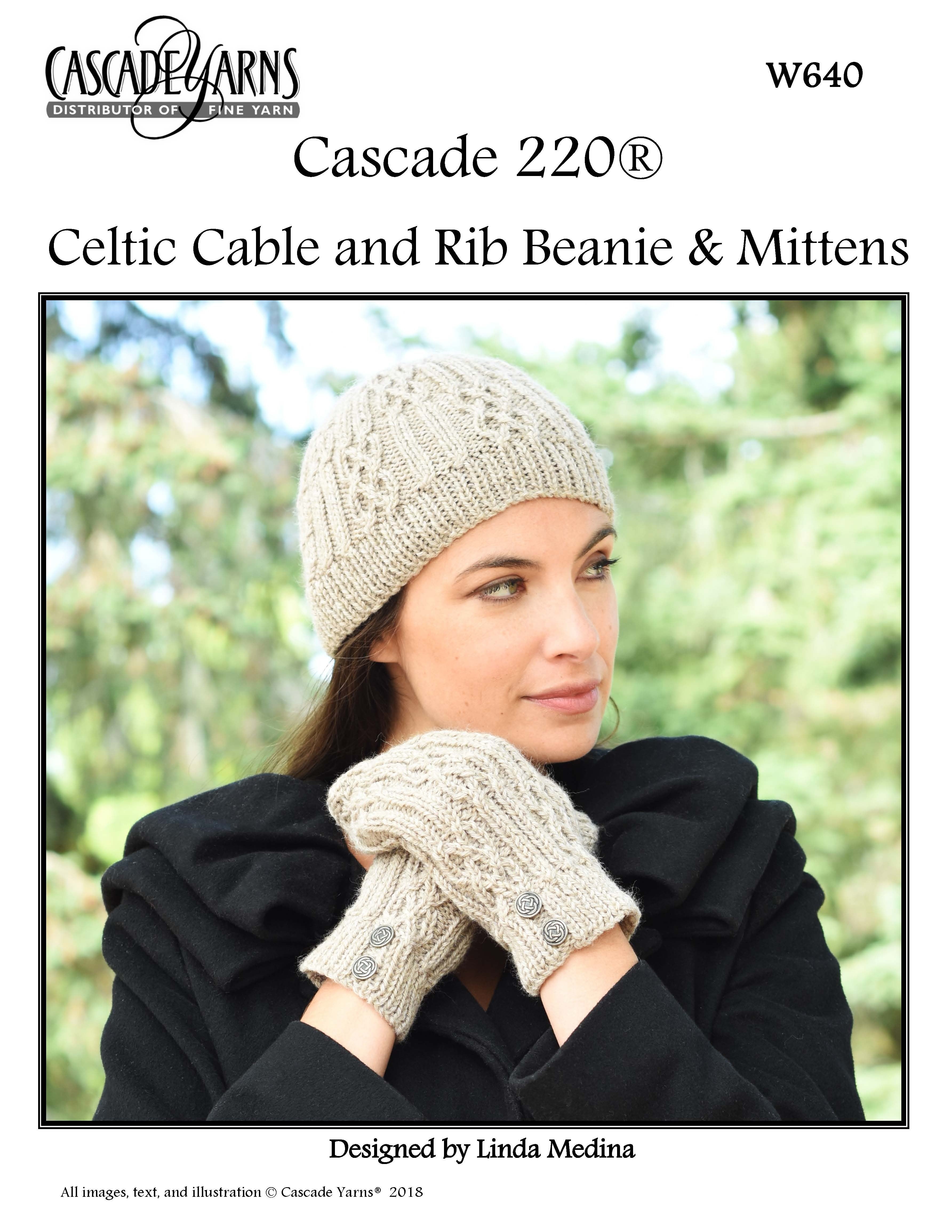 Cascade Yarns W Celtic Cable and Rib Beanie & Mitten Pattern