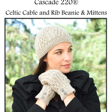 Cascade Yarns W640 Celtic Cable and Rib Beanie & Mitten (Free)