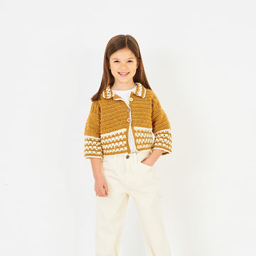 Girls Crochet Collared Sweater and Cardigan in Stylecraft Special DK