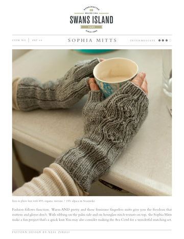 Swans Island Sophia Mitts Gloves Knitting Pattern