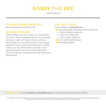 Paintbox Yarns Bobby the Bee Crochet Pattern