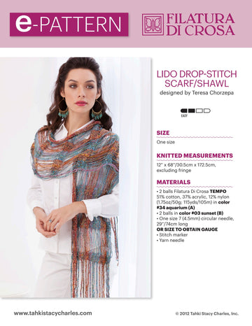 Filatura Di Crosa Lido Drop Stitch Scarf/Shawl PDF