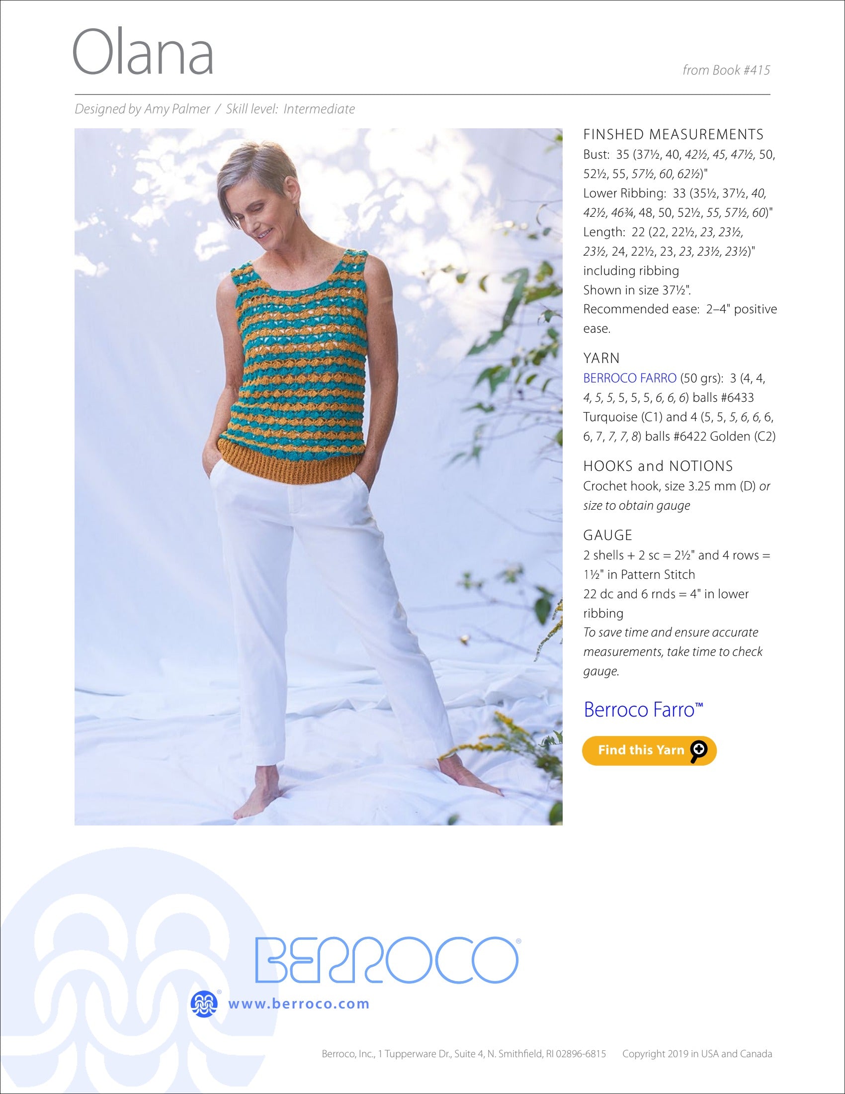 Berroco Olana Jumper Crochet Pattern