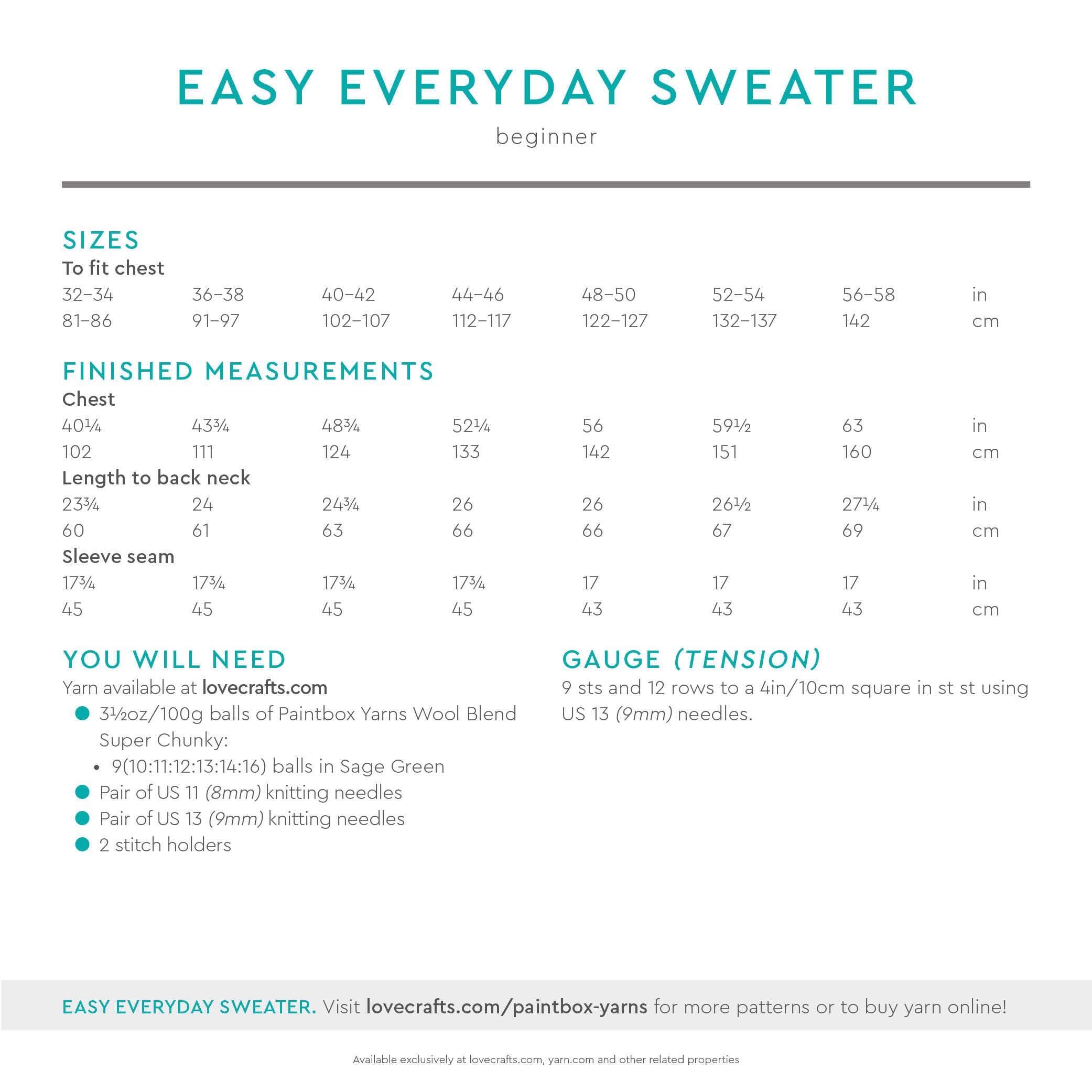 Paintbox Yarns Easy Everyday Sweater Knitting Pattern