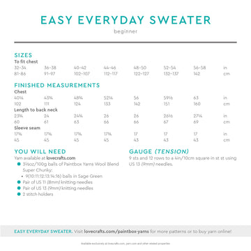Paintbox Yarns Easy Everyday Sweater (Free)