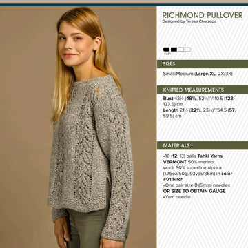 Tahki Yarns Richmond Pullover Knitting Pattern