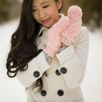 Crochet Faux Fur Mittens & Headband