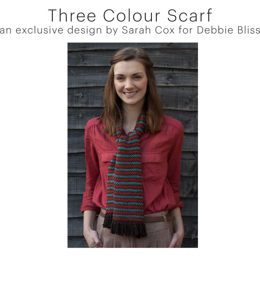 Debbie Bliss Three Colour Scarf Knitting Pattern