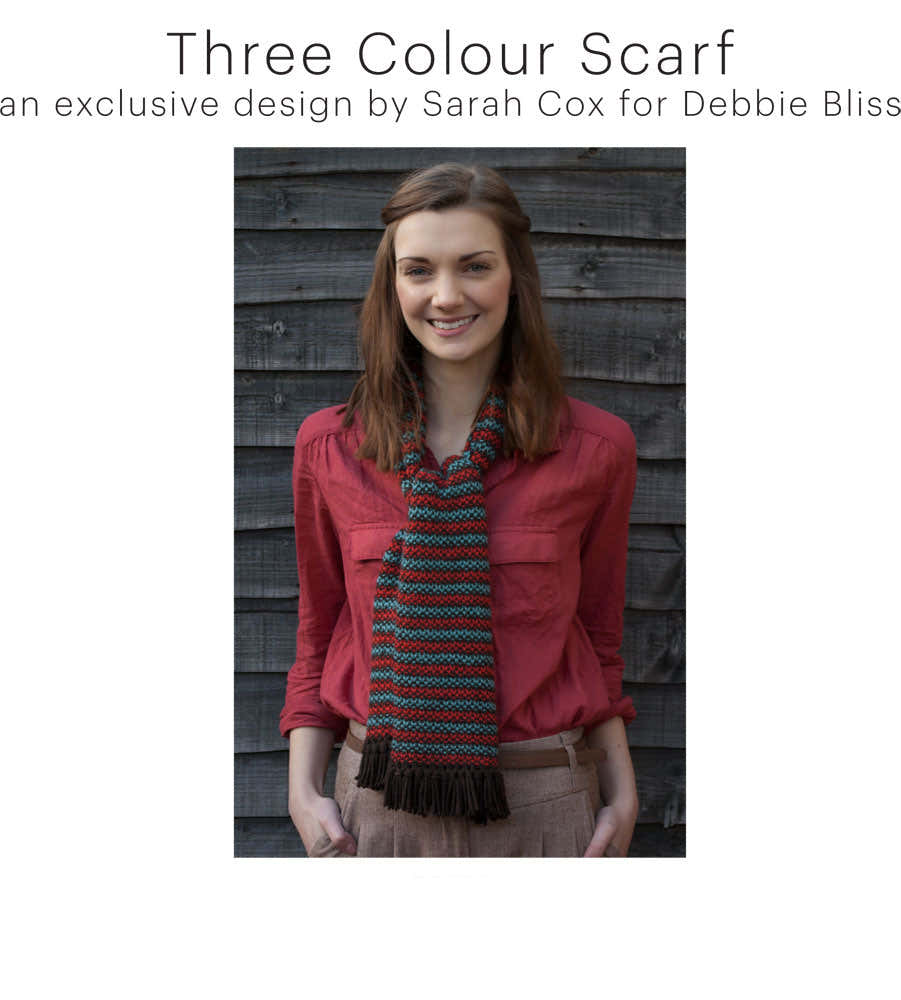 Debbie Bliss Three Colour Scarf Knitting Pattern