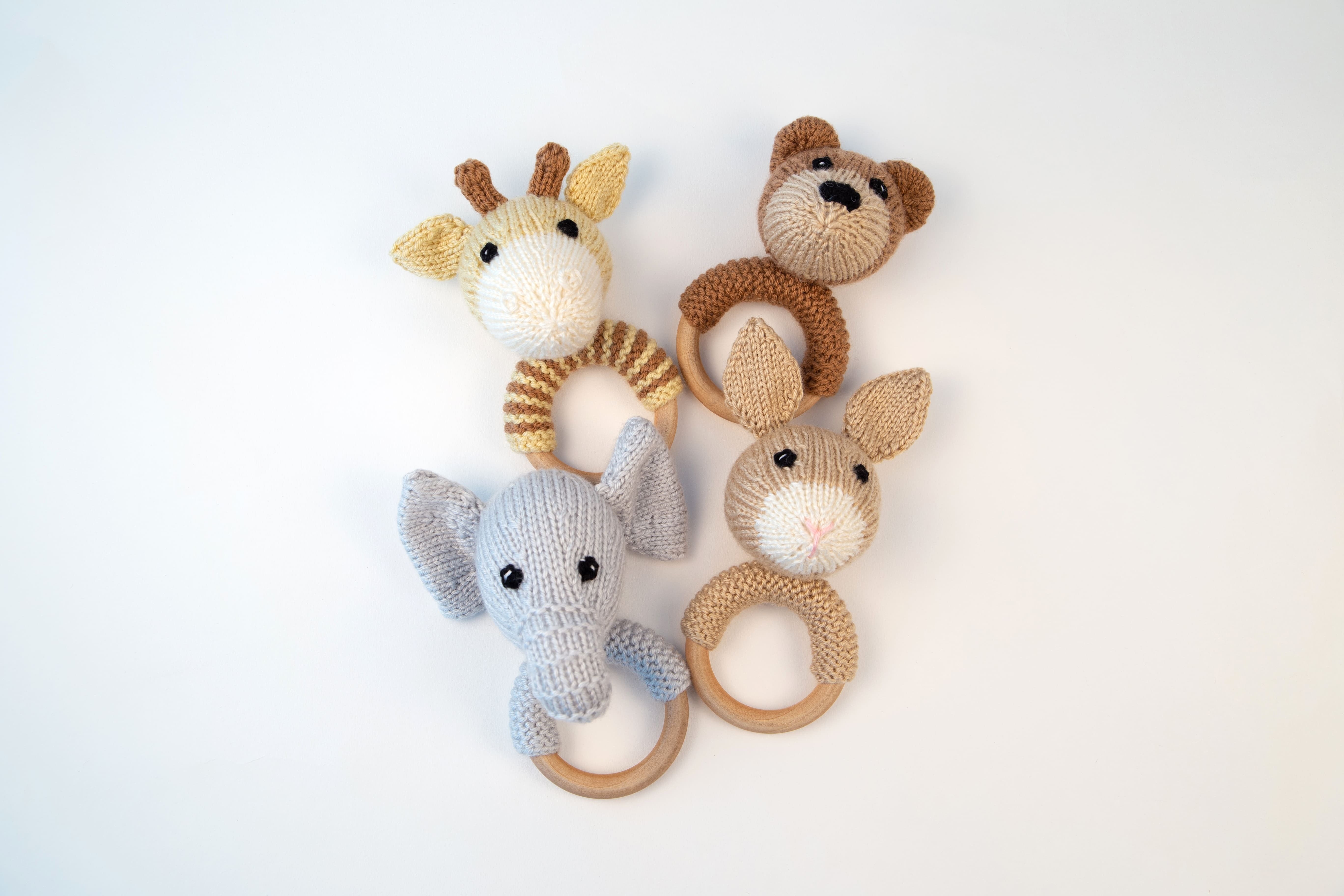 Deramores Animal Baby Rattles Toy Knitting Pattern