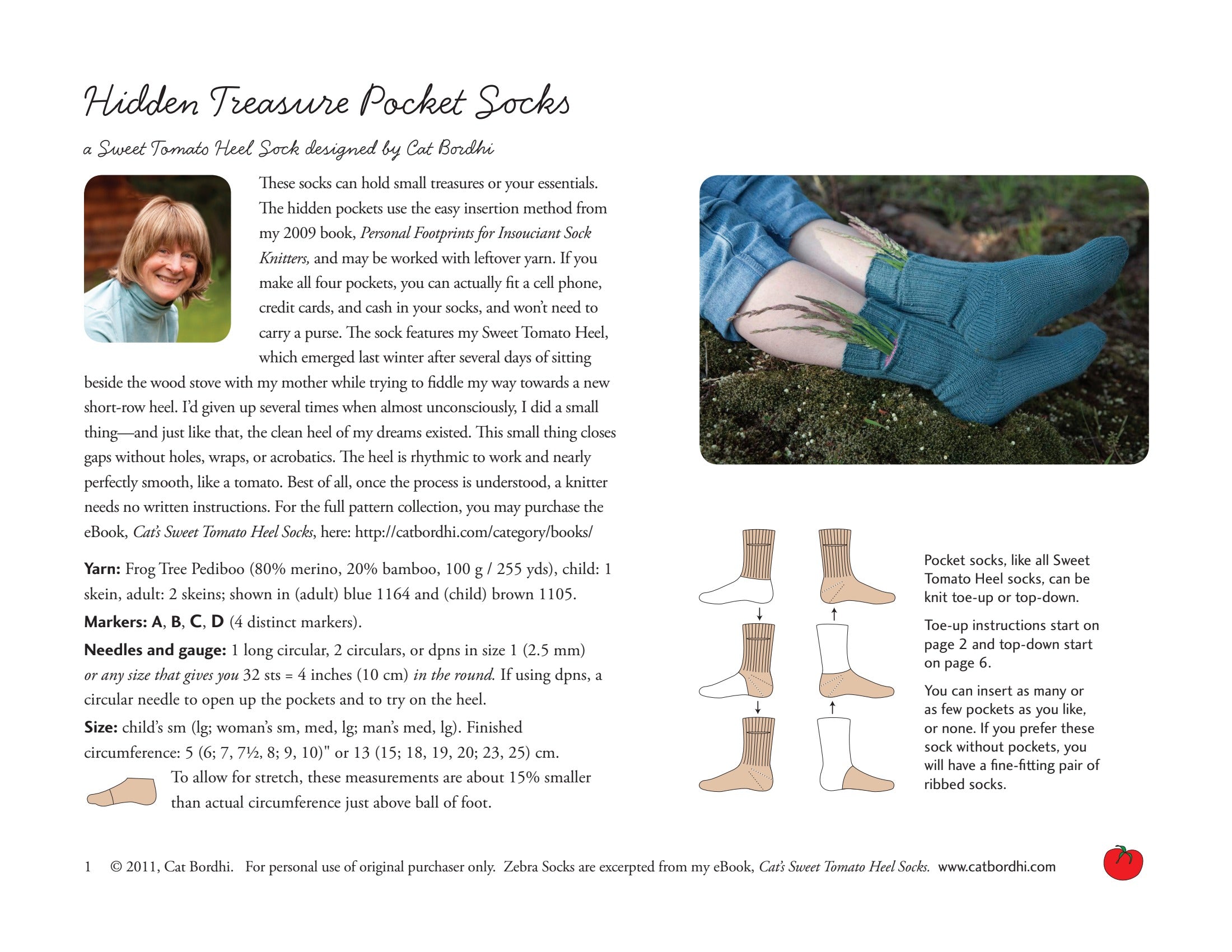 Cat Bordhi Hidden Treasure Pocket Sock Knitting Pattern