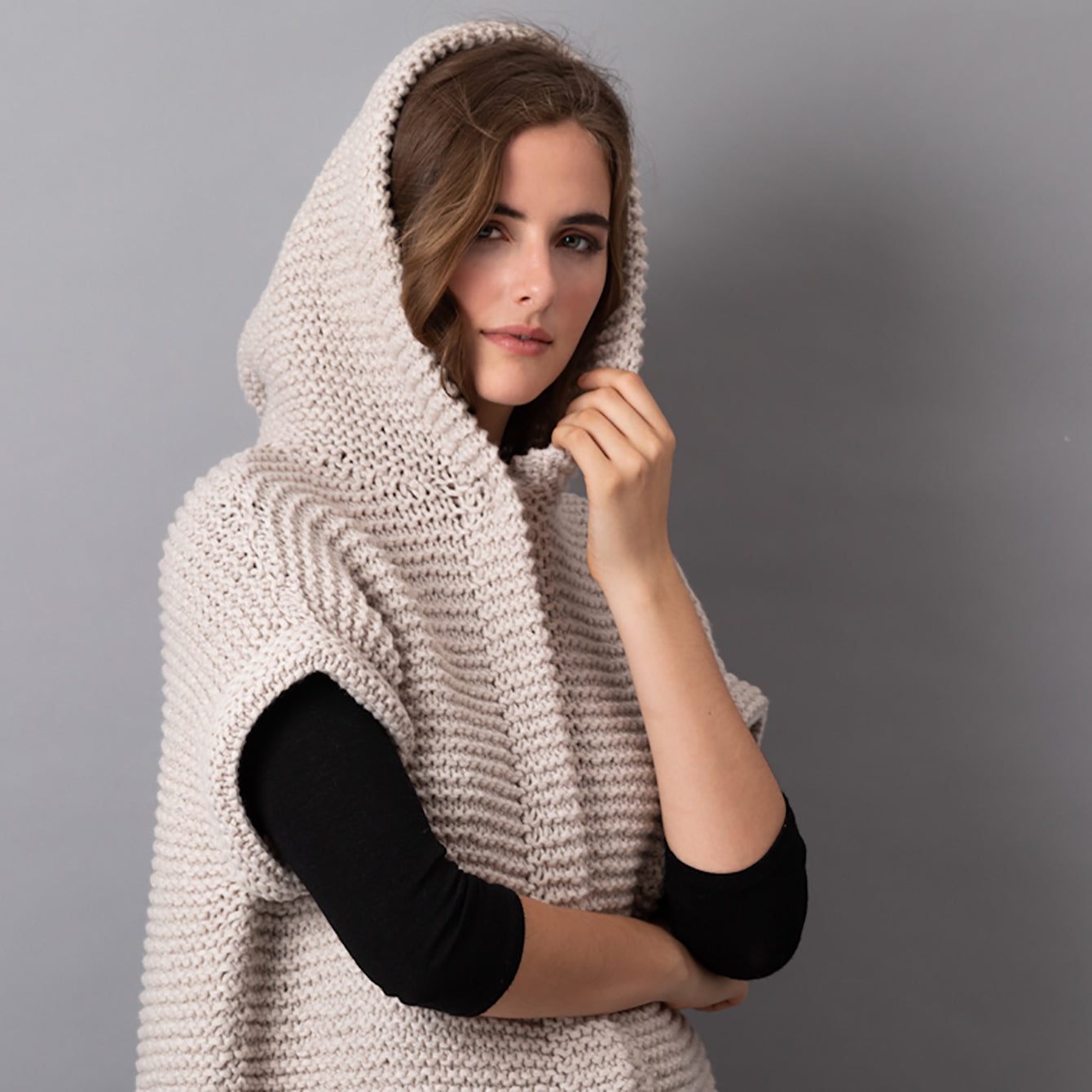 String Meghan Hooded Vest Cardigan Knitting Pattern