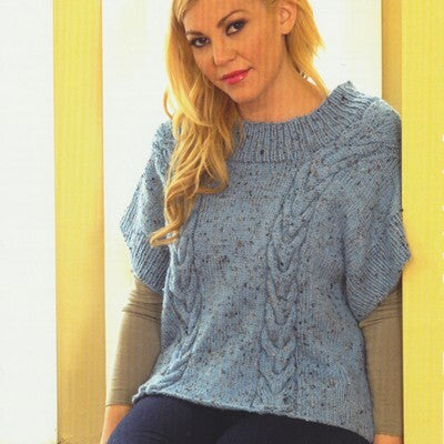 Plymouth Yarn 2716 Boxy Cables Pullover Knitting Pattern
