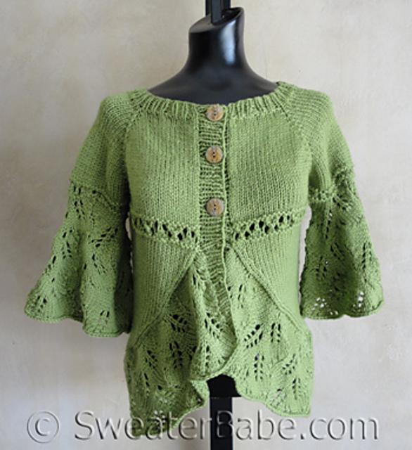 #119 Eyelets and Lace Curved Hem Cardigan