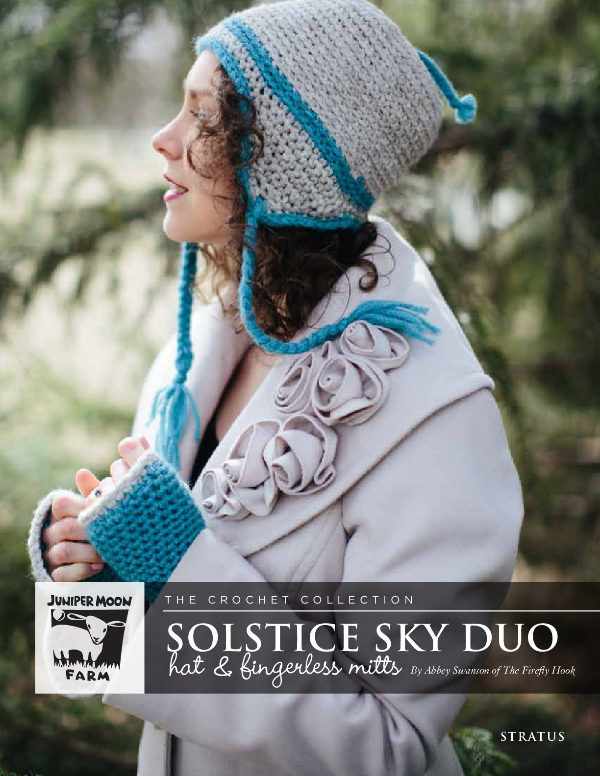 Solstice Sky Duo Hat & Fingerless Mitts in Juniper Moon Farm Stratus
