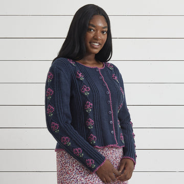 Debbie Bliss Embroidered Flowers Cardigan Knitting Pattern