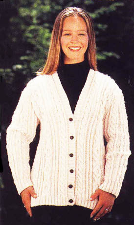 Aran Cardigan Sweater Knitting Pattern