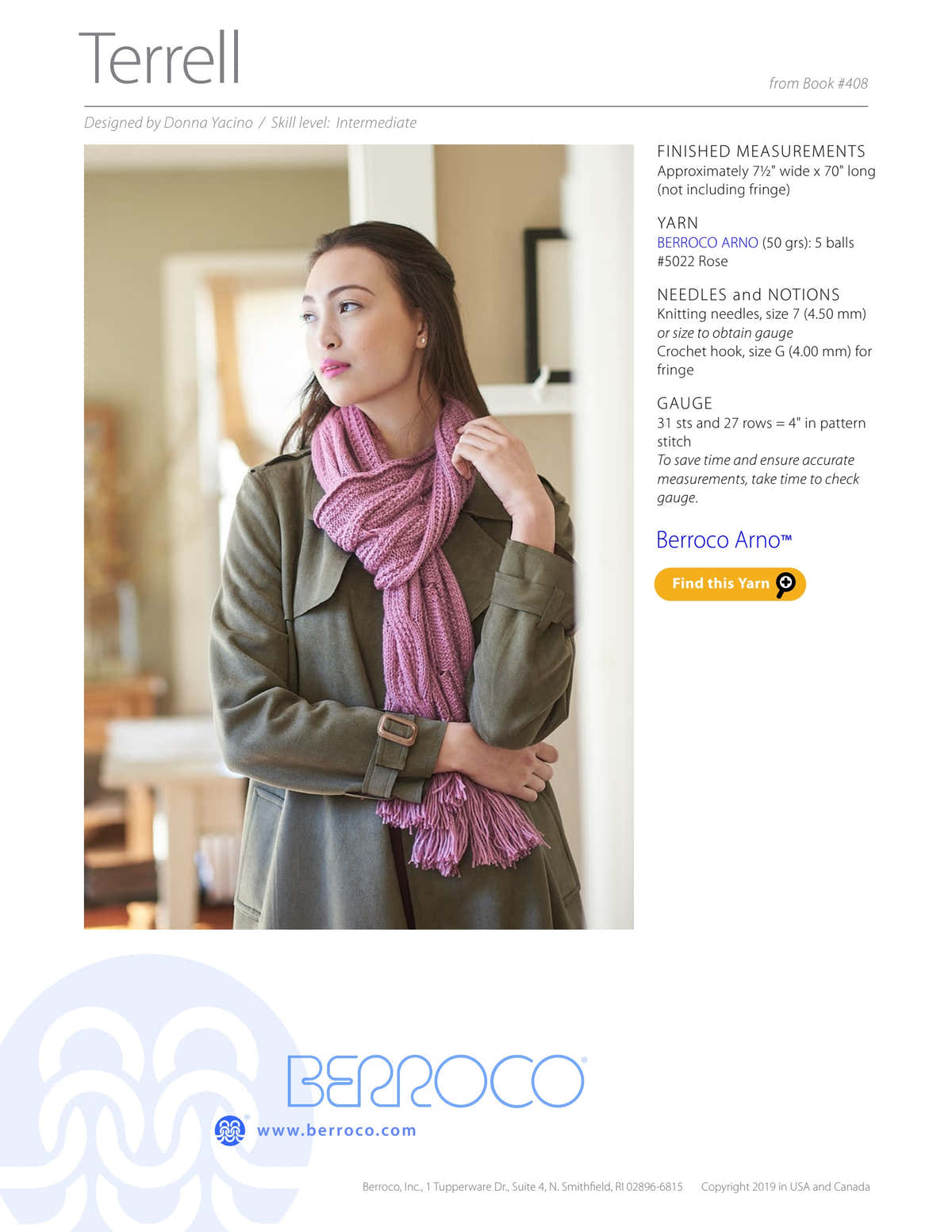 Berroco Terrell Scarf Knitting Pattern