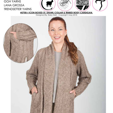 Trendsetter Yarns 5700I Icon - Boxed St. Shawl Collar & Ribbed Body Cardigan PDF