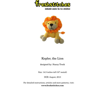 FreshStitches Kepler the Lion Toy Crochet Pattern